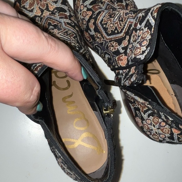 Sam Edelman Petty Tapestry Black Multicolor Ankle Shoes Boots Womens - Picture 6 of 9